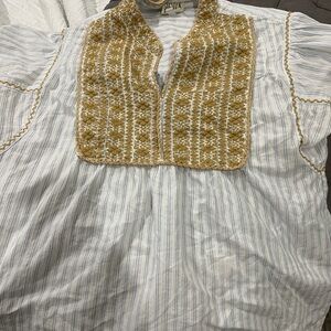 Striped Blouse with Embroidered Bib Sister Mary